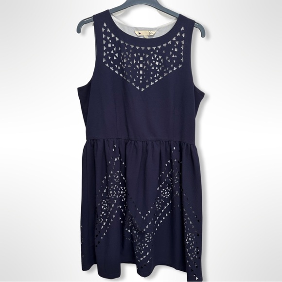 YUMI size 16 navy dress with elasticated cinched waist - Picture 2 of 6